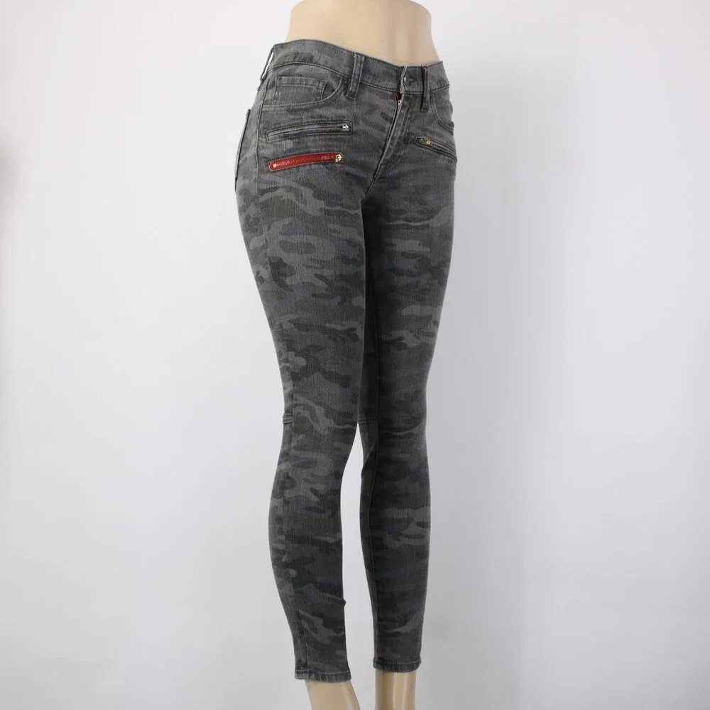 Etienne Marcel Jeans Sz 26 x 28 Charcoal MultiColor Camo Skinny Cotton Poly Jean - Picture 6 of 16